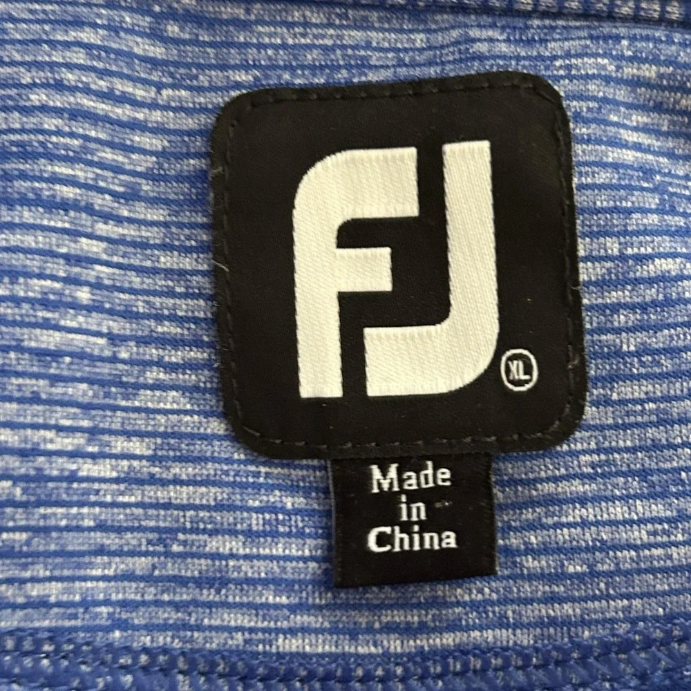 FootJoy Pullover Men XL Royal Blue Heather Pinstripe Half Zip Pullover Golf Top